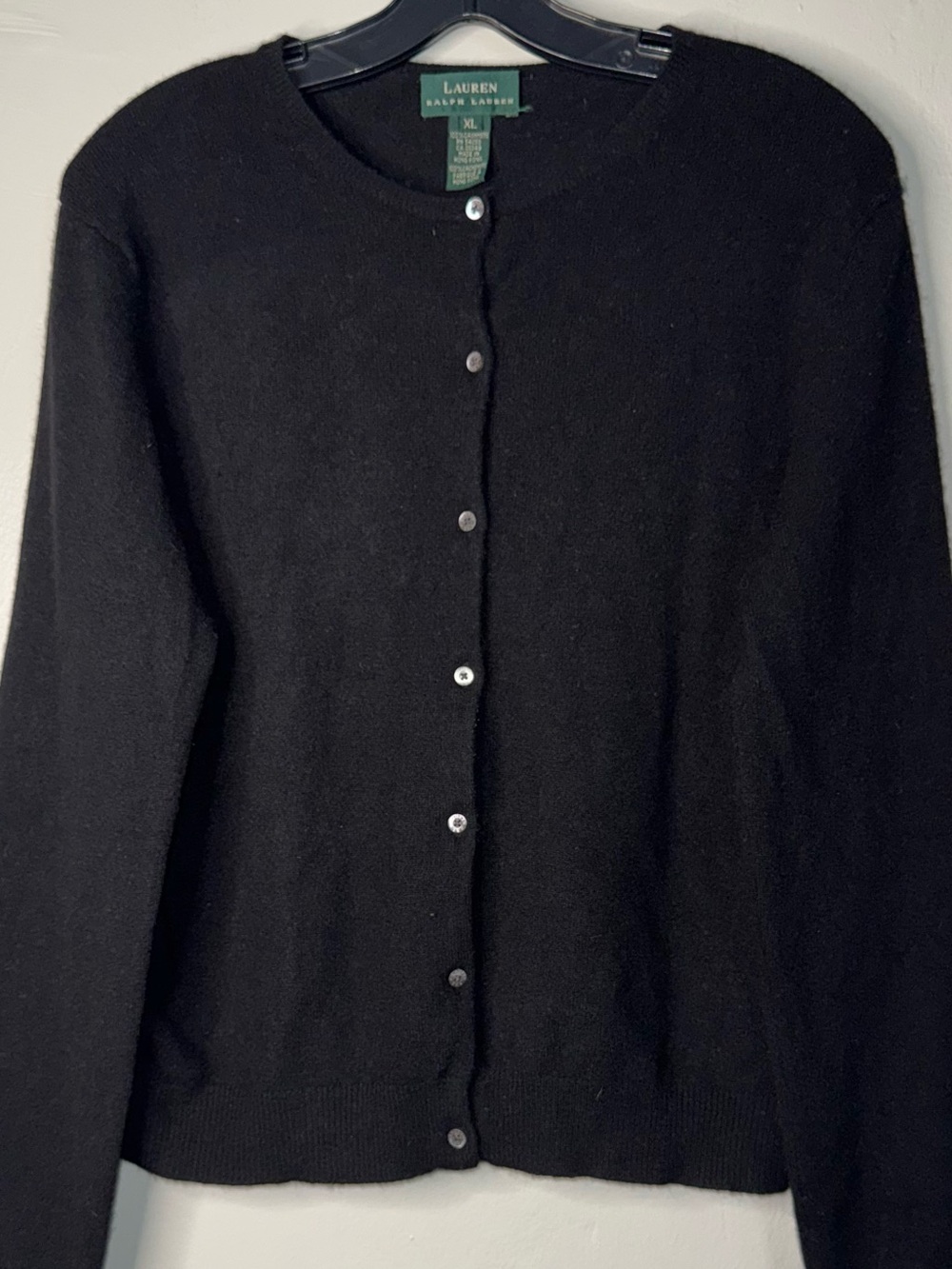 Ralph Lauren Cashmere Black Crewneck Cardigan - Picture 2 of 11